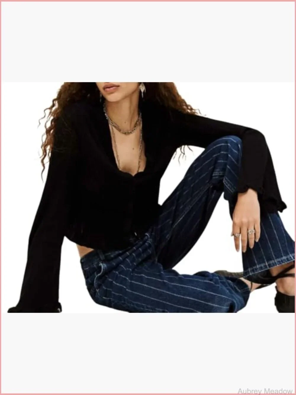 Striped Cotton Cardigan with Flared Sleeves - Spring/Summer